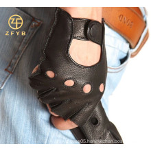High quality handmade motorcycle fingerless men's deerskin leather gloves